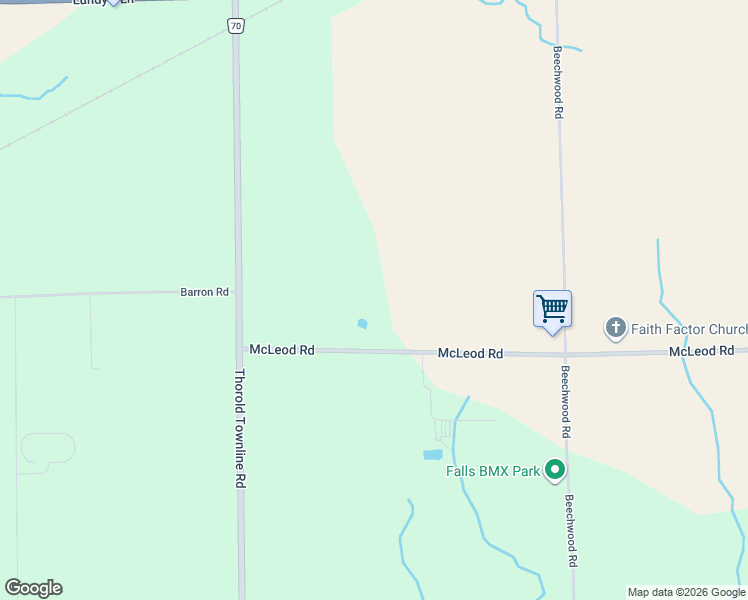 map of restaurants, bars, coffee shops, grocery stores, and more near 10111 McLeod Road in Niagara Falls
