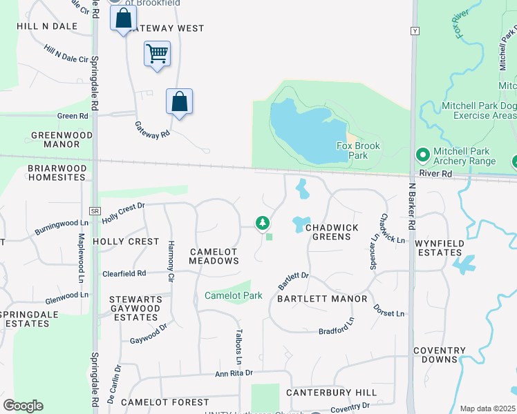 map of restaurants, bars, coffee shops, grocery stores, and more near 21115 Chancery Court in Brookfield