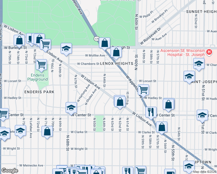 map of restaurants, bars, coffee shops, grocery stores, and more near 6324 West Richmond Avenue in Milwaukee