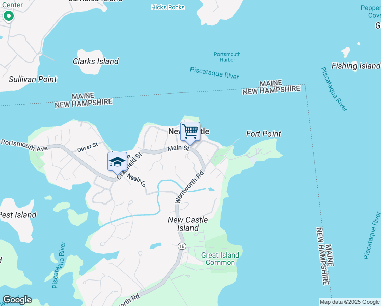 map of restaurants, bars, coffee shops, grocery stores, and more near 49 Main Street in New Castle