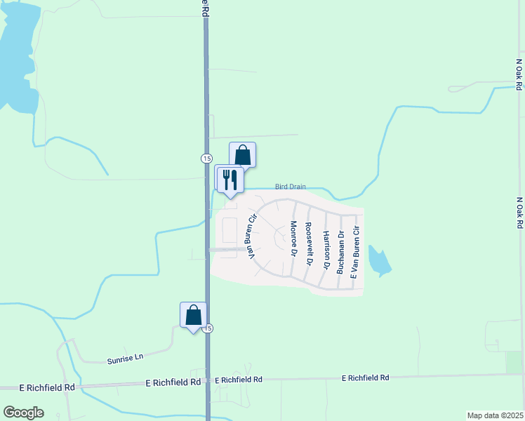 map of restaurants, bars, coffee shops, grocery stores, and more near 133 Nixon Drive in Davison