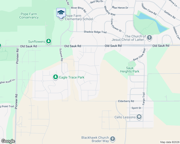 map of restaurants, bars, coffee shops, grocery stores, and more near 9919 White Fox Lane in Middleton