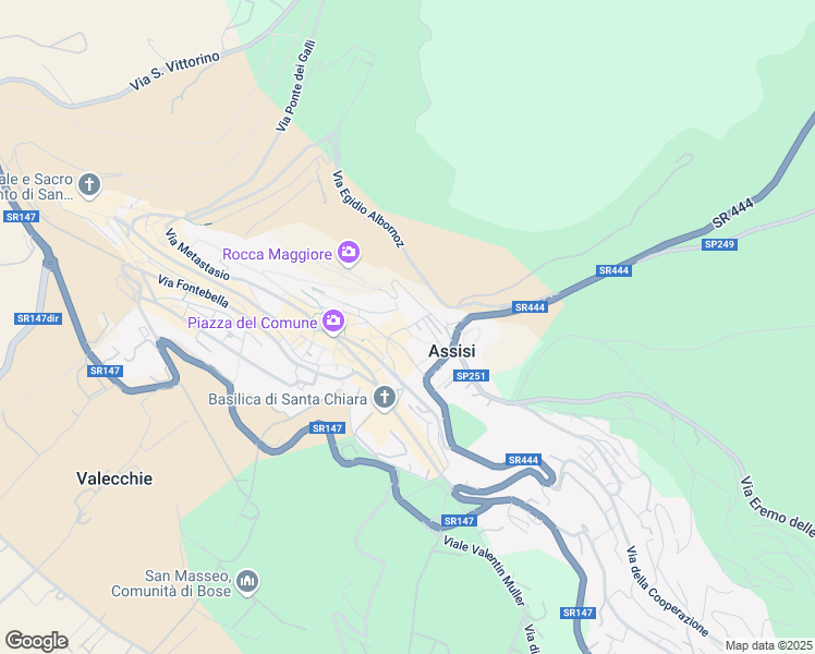 map of restaurants, bars, coffee shops, grocery stores, and more near 19 Via Montecavallo in Assisi