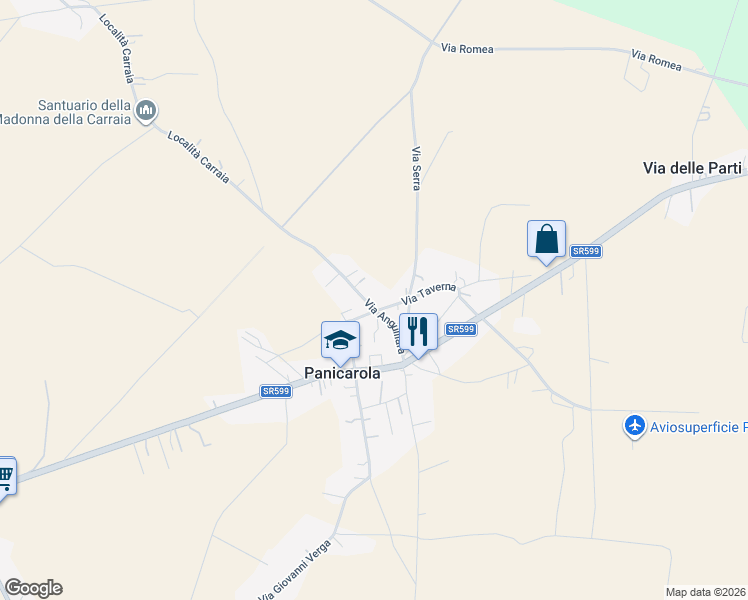 map of restaurants, bars, coffee shops, grocery stores, and more near 23 Via Anguillara in Panicarola