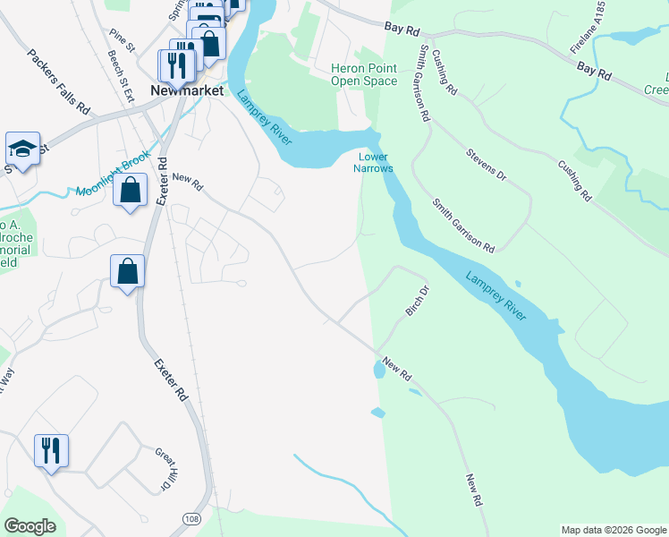 map of restaurants, bars, coffee shops, grocery stores, and more near 2 Great Cove Drive in Newmarket