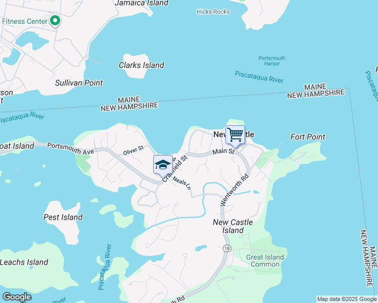 map of restaurants, bars, coffee shops, grocery stores, and more near 74 Cranfield Street in New Castle