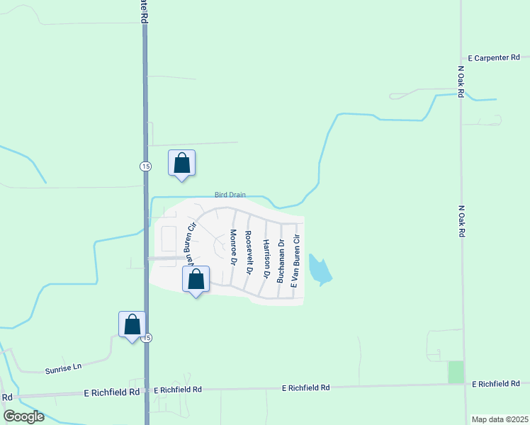 map of restaurants, bars, coffee shops, grocery stores, and more near 487 Harrison Drive in Davison