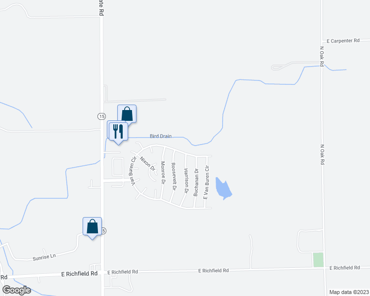 map of restaurants, bars, coffee shops, grocery stores, and more near 488 Harrison Drive in Davison