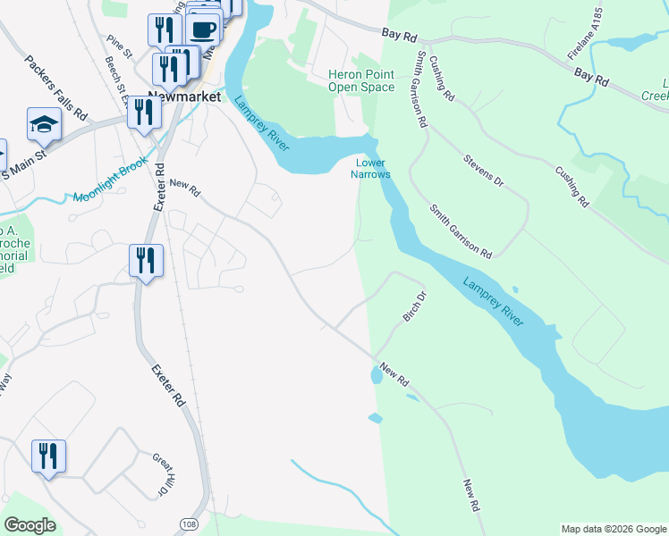 map of restaurants, bars, coffee shops, grocery stores, and more near 2 Great Cove Drive in Newmarket