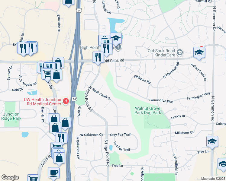 map of restaurants, bars, coffee shops, grocery stores, and more near in Madison