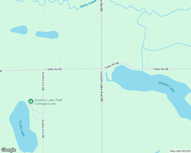 map of restaurants, bars, coffee shops, grocery stores, and more near 12720 7 Mile Road Northeast in Belding