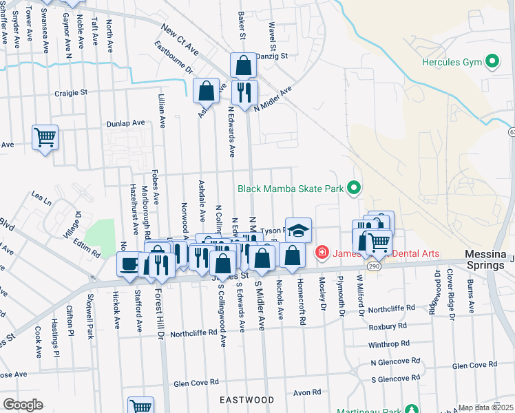 map of restaurants, bars, coffee shops, grocery stores, and more near in Syracuse