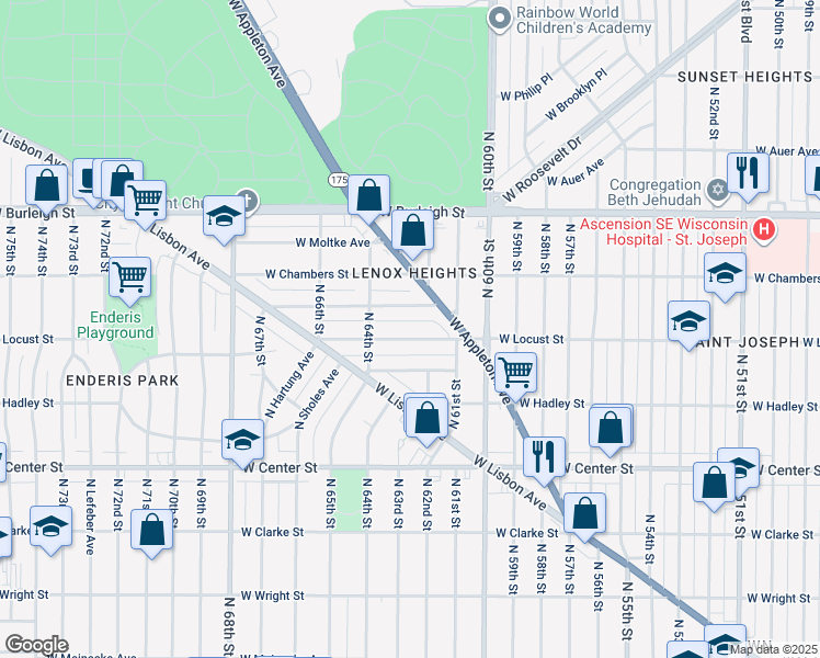 map of restaurants, bars, coffee shops, grocery stores, and more near 6203 West Girard Avenue in Milwaukee