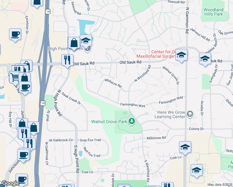 map of restaurants, bars, coffee shops, grocery stores, and more near 15 Pintail Circle in Madison