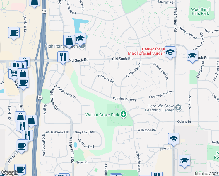 map of restaurants, bars, coffee shops, grocery stores, and more near 15 Pintail Circle in Madison