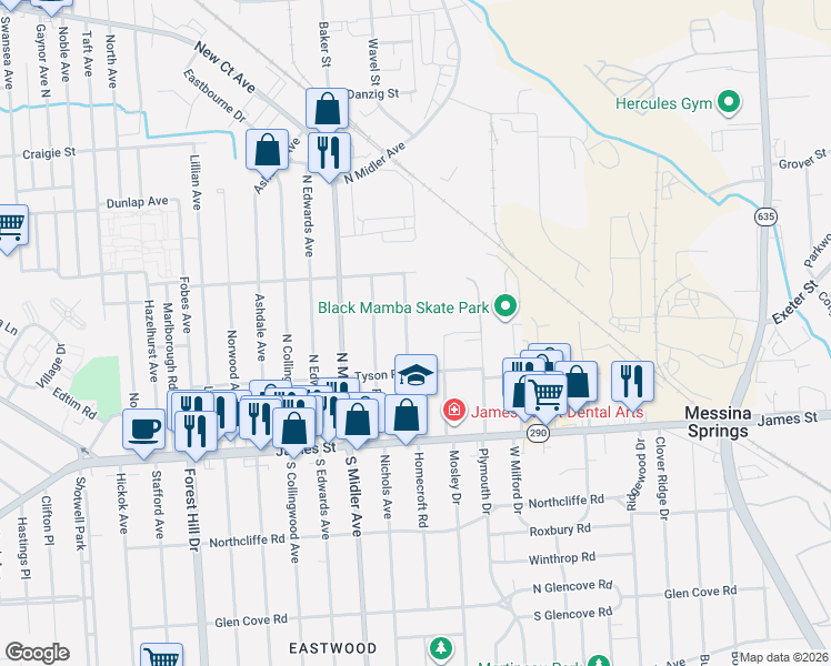 map of restaurants, bars, coffee shops, grocery stores, and more near 148 Colby Avenue in Syracuse