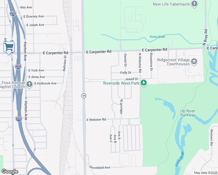 map of restaurants, bars, coffee shops, grocery stores, and more near 6702 Cecil Drive in Flint