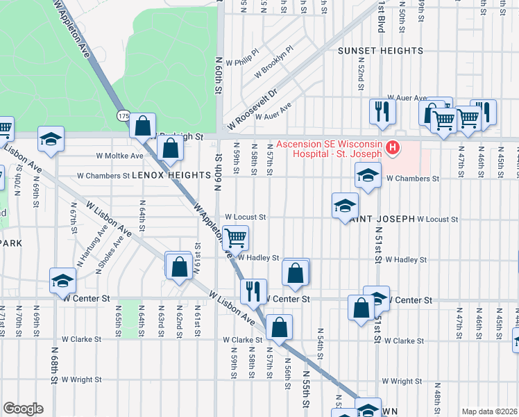 map of restaurants, bars, coffee shops, grocery stores, and more near 2937A North 58th Street in Milwaukee