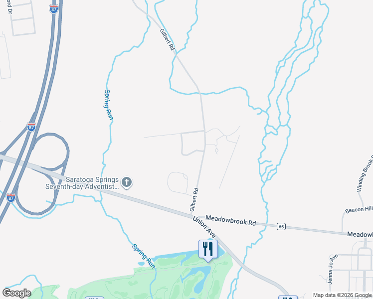 map of restaurants, bars, coffee shops, grocery stores, and more near 7 Mystic Lane in Saratoga Springs