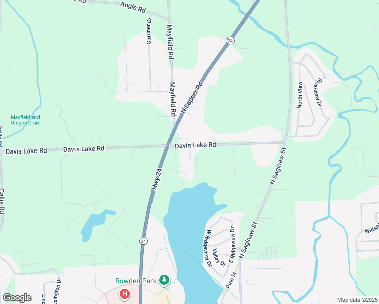 map of restaurants, bars, coffee shops, grocery stores, and more near 210 Davis Lake Road in Lapeer