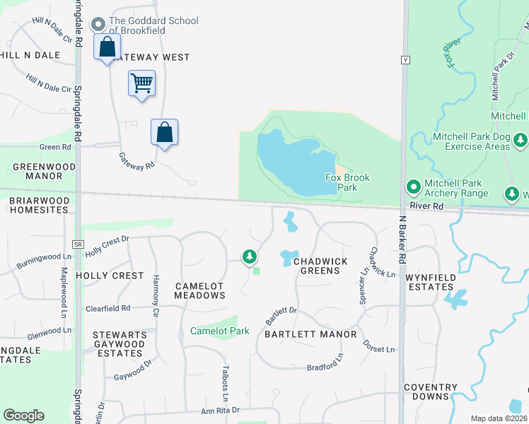map of restaurants, bars, coffee shops, grocery stores, and more near 21075 Barberry St in Brookfield
