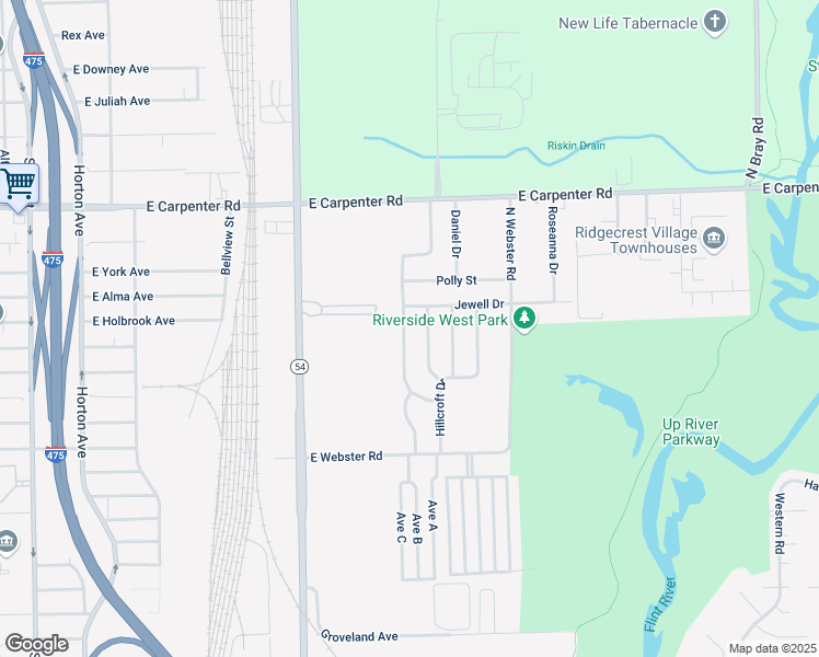 map of restaurants, bars, coffee shops, grocery stores, and more near 6702 Cecil Drive in Flint