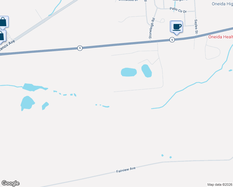 map of restaurants, bars, coffee shops, grocery stores, and more near 1199 Evergreen Valley Drive in Oneida