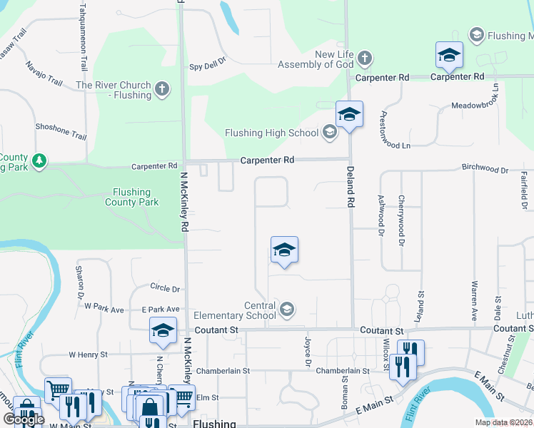 map of restaurants, bars, coffee shops, grocery stores, and more near 500 Rodney Avenue in Flushing