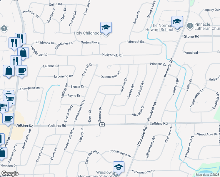 map of restaurants, bars, coffee shops, grocery stores, and more near 158 Down Street in Rochester
