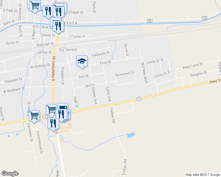 map of restaurants, bars, coffee shops, grocery stores, and more near 311 Tuttle Avenue in Canastota