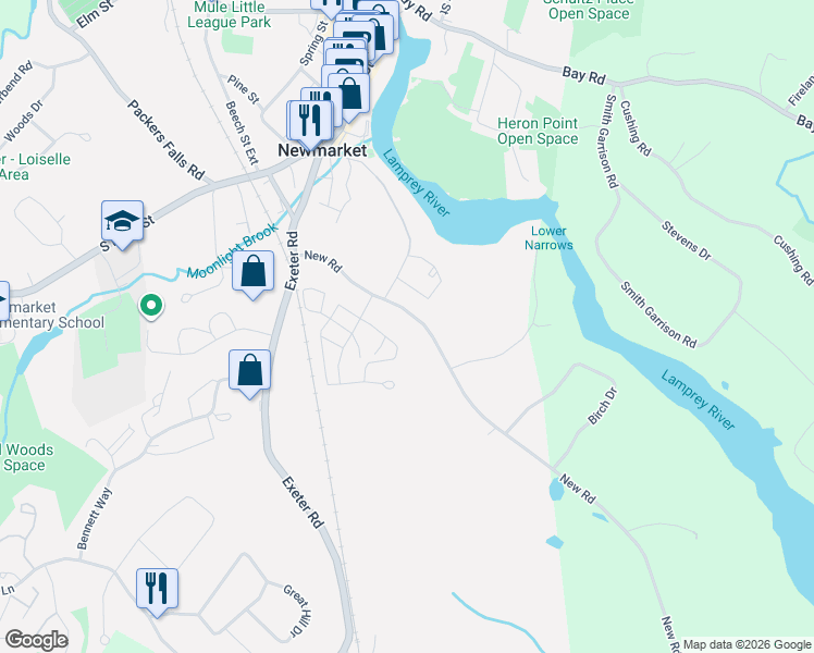 map of restaurants, bars, coffee shops, grocery stores, and more near 20 New Road in Newmarket