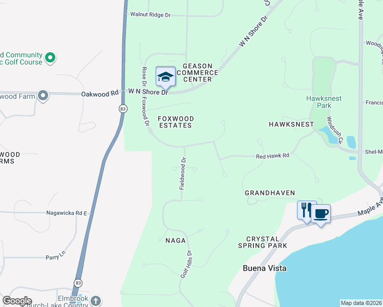 map of restaurants, bars, coffee shops, grocery stores, and more near W307N2892 Fieldwood Drive in Pewaukee