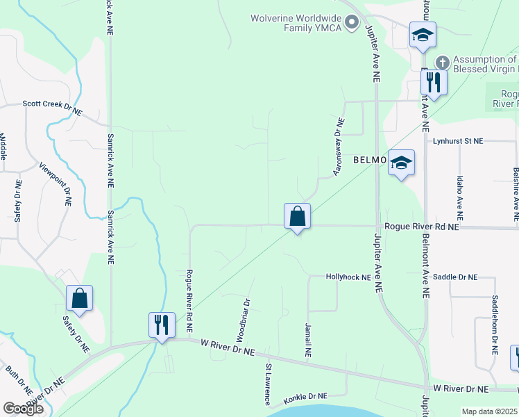 map of restaurants, bars, coffee shops, grocery stores, and more near 6057 Maksimowski Avenue Northeast in Kent County