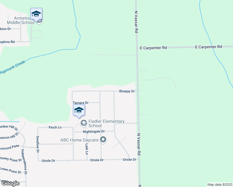 map of restaurants, bars, coffee shops, grocery stores, and more near 4372 Pheasant Drive in Flint