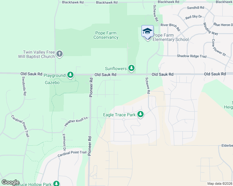 map of restaurants, bars, coffee shops, grocery stores, and more near 7451-7469 W Old Sauk Rd in Verona