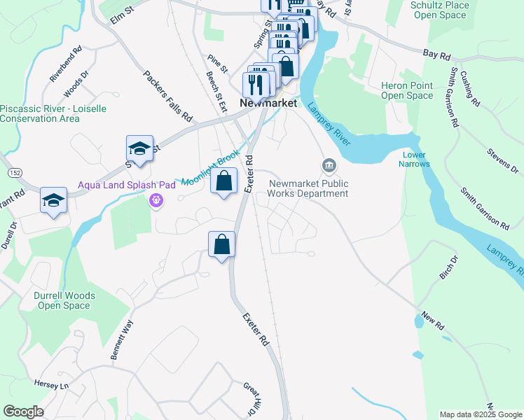 map of restaurants, bars, coffee shops, grocery stores, and more near 53 Dartmouth Circle in Newmarket