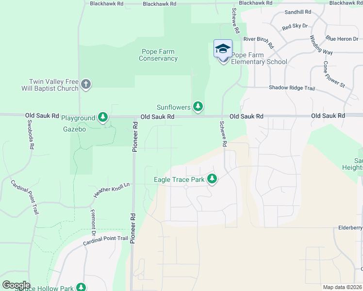 map of restaurants, bars, coffee shops, grocery stores, and more near 626 Schewe Road in Middleton