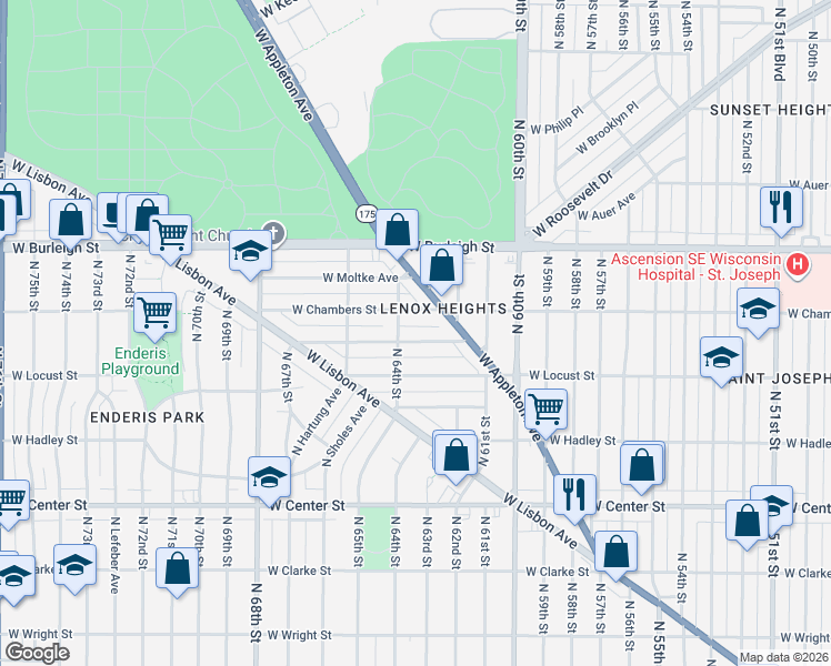 map of restaurants, bars, coffee shops, grocery stores, and more near 6325 West Girard Avenue in Milwaukee