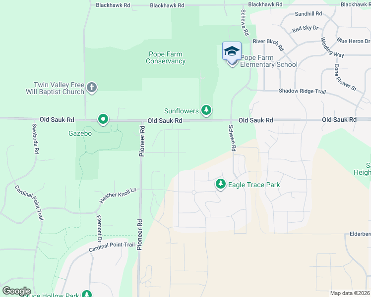 map of restaurants, bars, coffee shops, grocery stores, and more near 7451-7469 W Old Sauk Rd in Verona