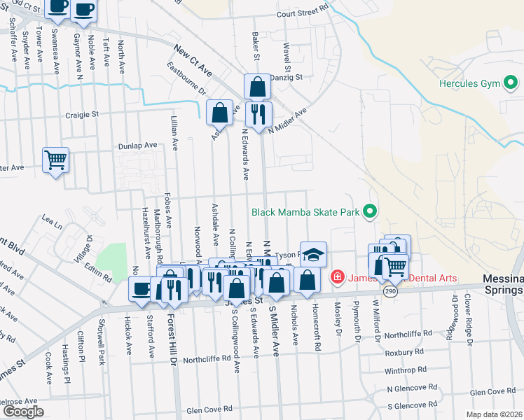 map of restaurants, bars, coffee shops, grocery stores, and more near in Syracuse