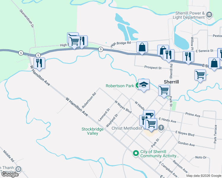 map of restaurants, bars, coffee shops, grocery stores, and more near 509 West Noyes Boulevard in Sherrill