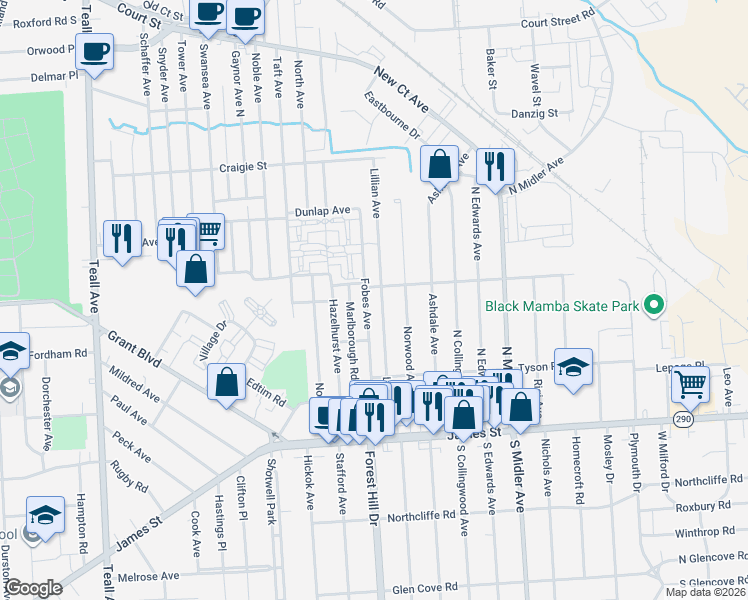 map of restaurants, bars, coffee shops, grocery stores, and more near 234 Fobes Avenue in Syracuse