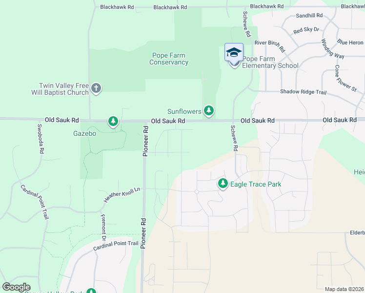 map of restaurants, bars, coffee shops, grocery stores, and more near 7451-7469 W Old Sauk Rd in Verona