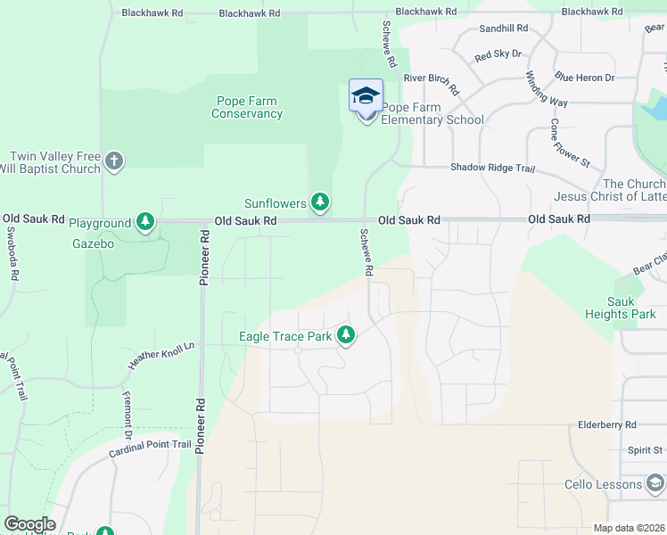 map of restaurants, bars, coffee shops, grocery stores, and more near 626 Schewe Road in Middleton