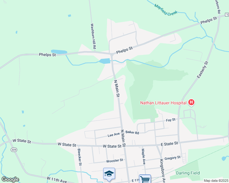 map of restaurants, bars, coffee shops, grocery stores, and more near 511 North Main Street in Gloversville