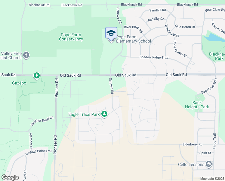 map of restaurants, bars, coffee shops, grocery stores, and more near 645 Schewe Rd in Verona