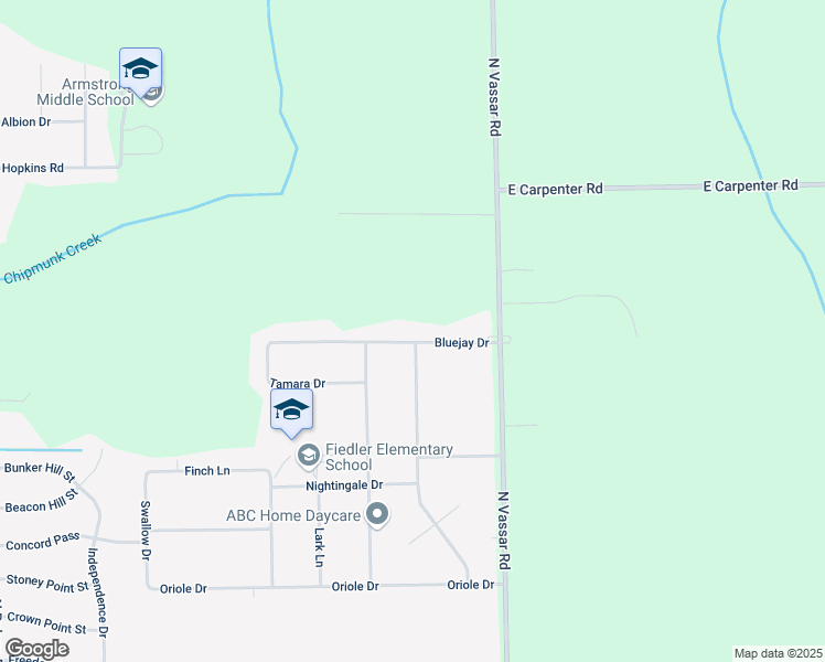 map of restaurants, bars, coffee shops, grocery stores, and more near 4372 Pheasant Drive in Flint
