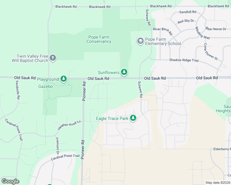 map of restaurants, bars, coffee shops, grocery stores, and more near 626 Schewe Road in Middleton