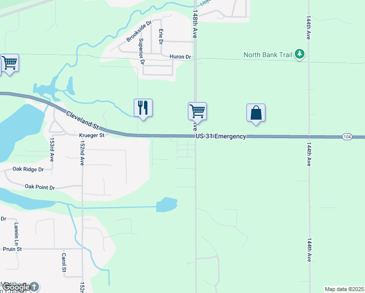 map of restaurants, bars, coffee shops, grocery stores, and more near 16727 Buckley Drive in Spring Lake