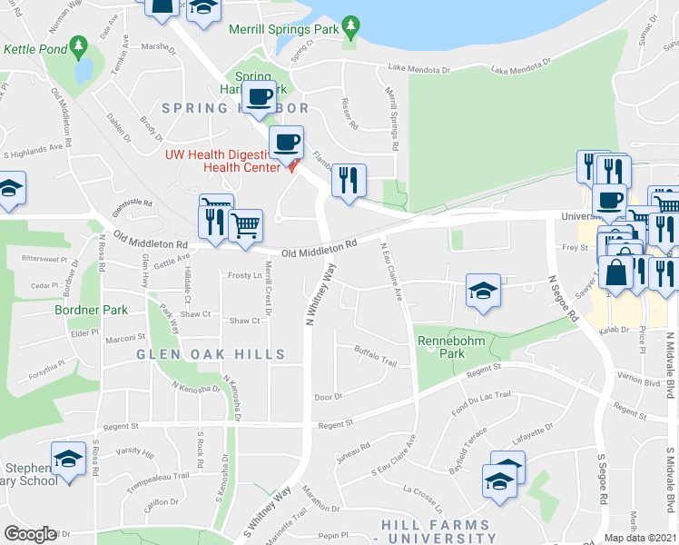 map of restaurants, bars, coffee shops, grocery stores, and more near in Madison